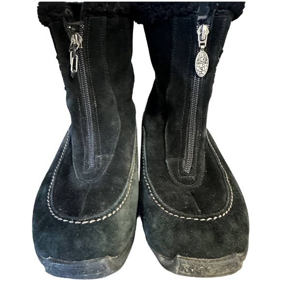 Pajar Black Suede Fur Trimmed Fleece Lined Boots Size 10 - Picture 2 of 9